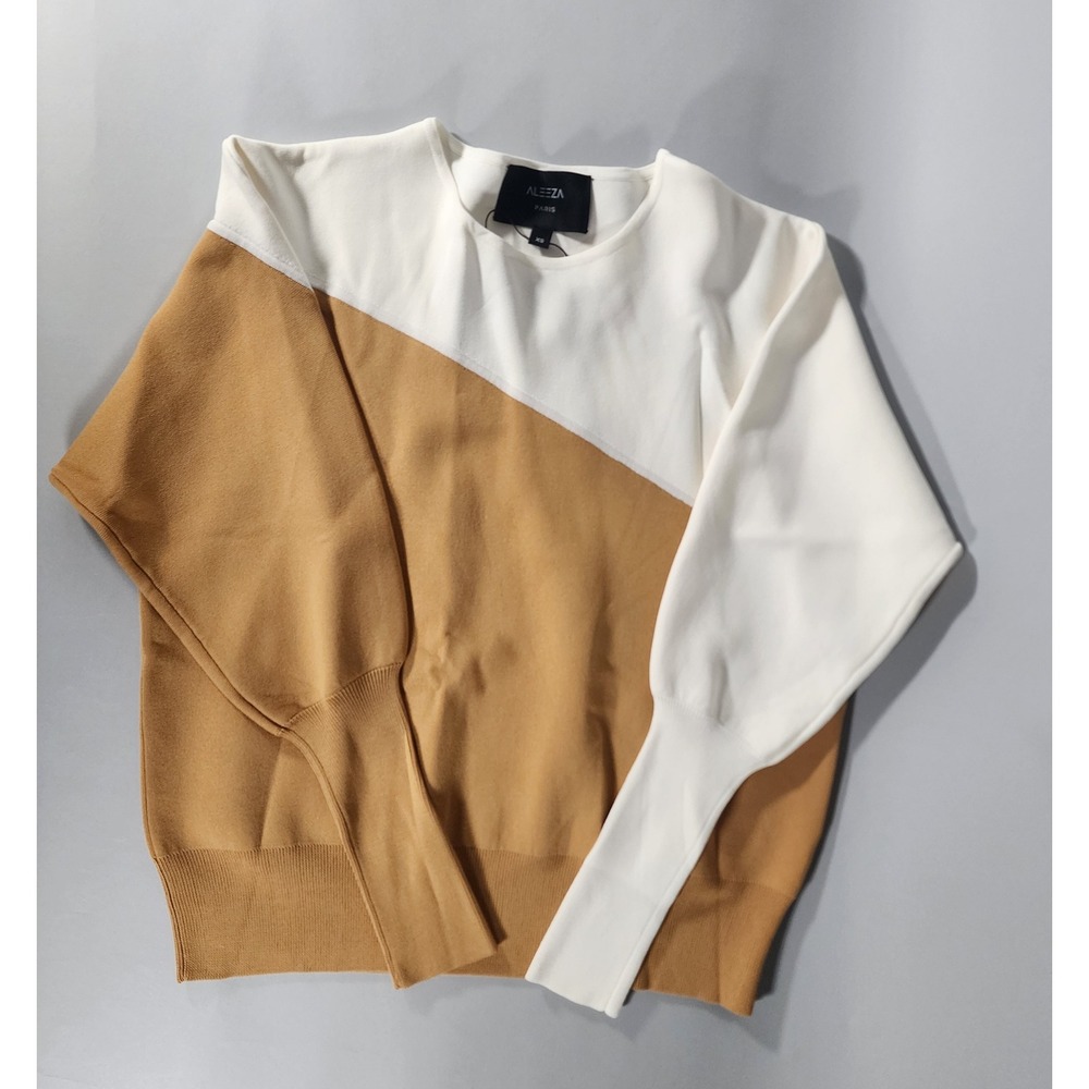 Aleeza Paris XS Reisling Knit Top NWT Ivory and Nugget (Retails $109)